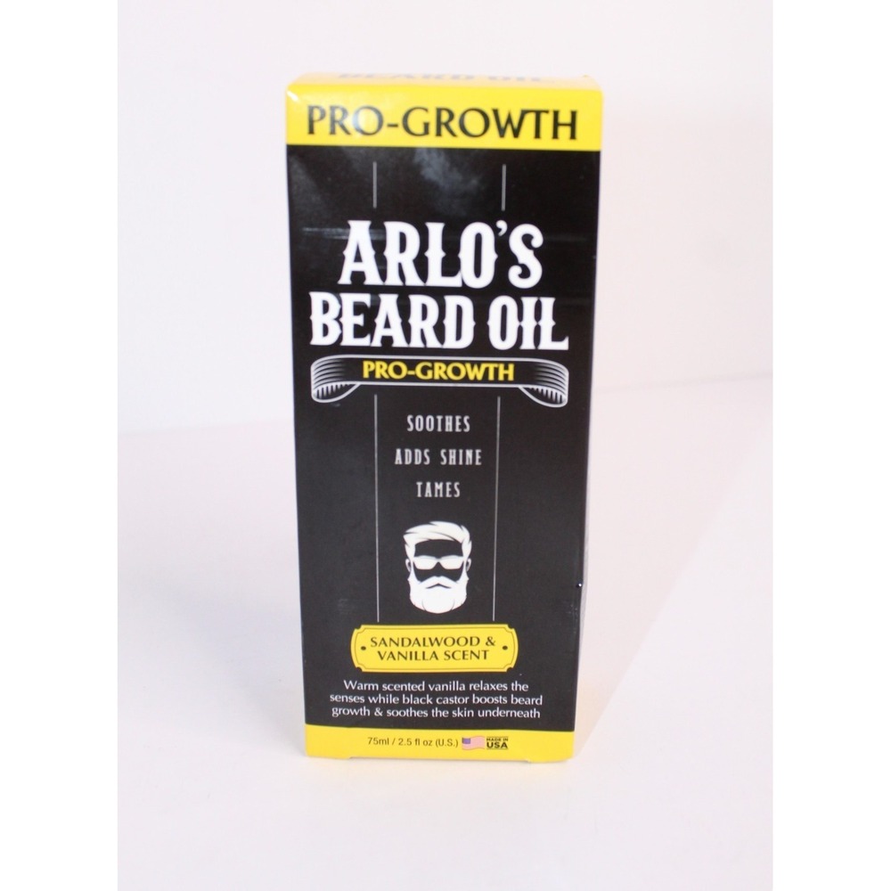 Arlo's Beard Oil Pro-Growth Sandalwood & Vanilla Scent & Castor Oil 2.5 floz NEW